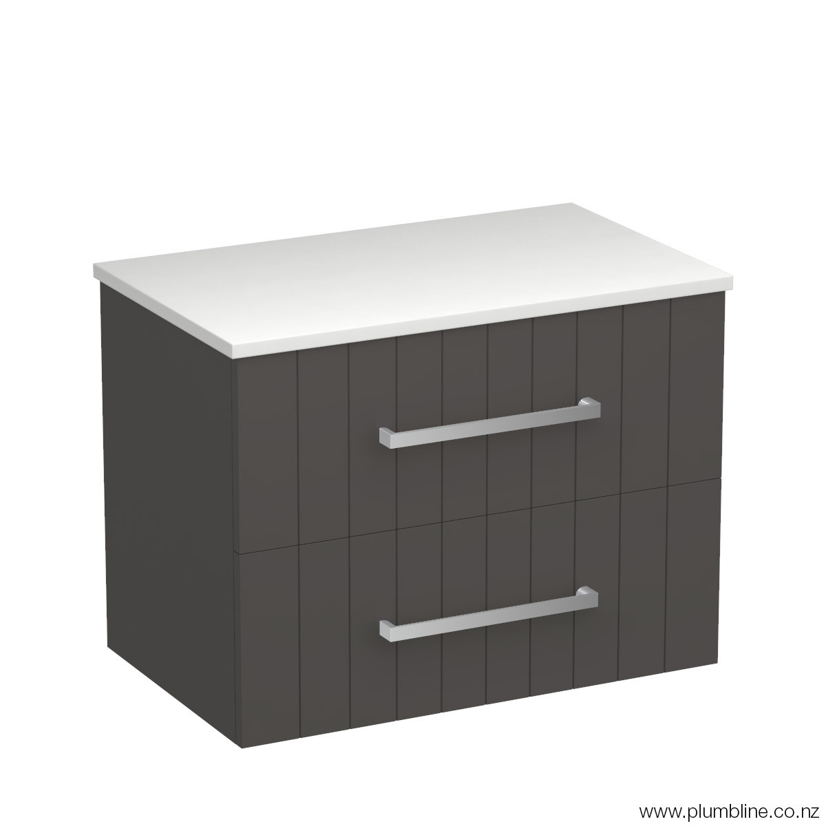 Linea Opaco 750 2 Drawer Wall Vanity White Carrara / Atmoss
