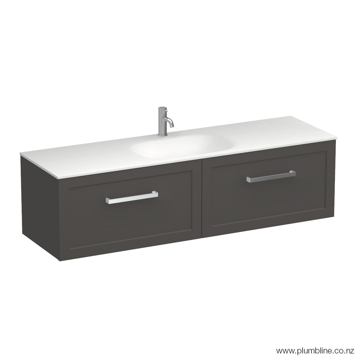 Hampton Spio 1500 2 Drawer Wall Vanity Centre Basin Lana Grey
