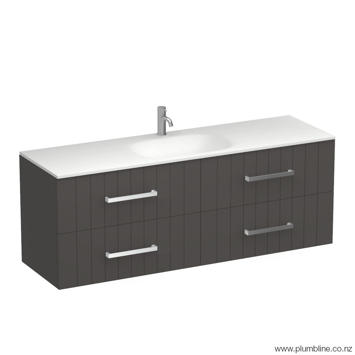 Linea Spio 1500 4 Drawer Wall Vanity Centre Basin Lana Grey
