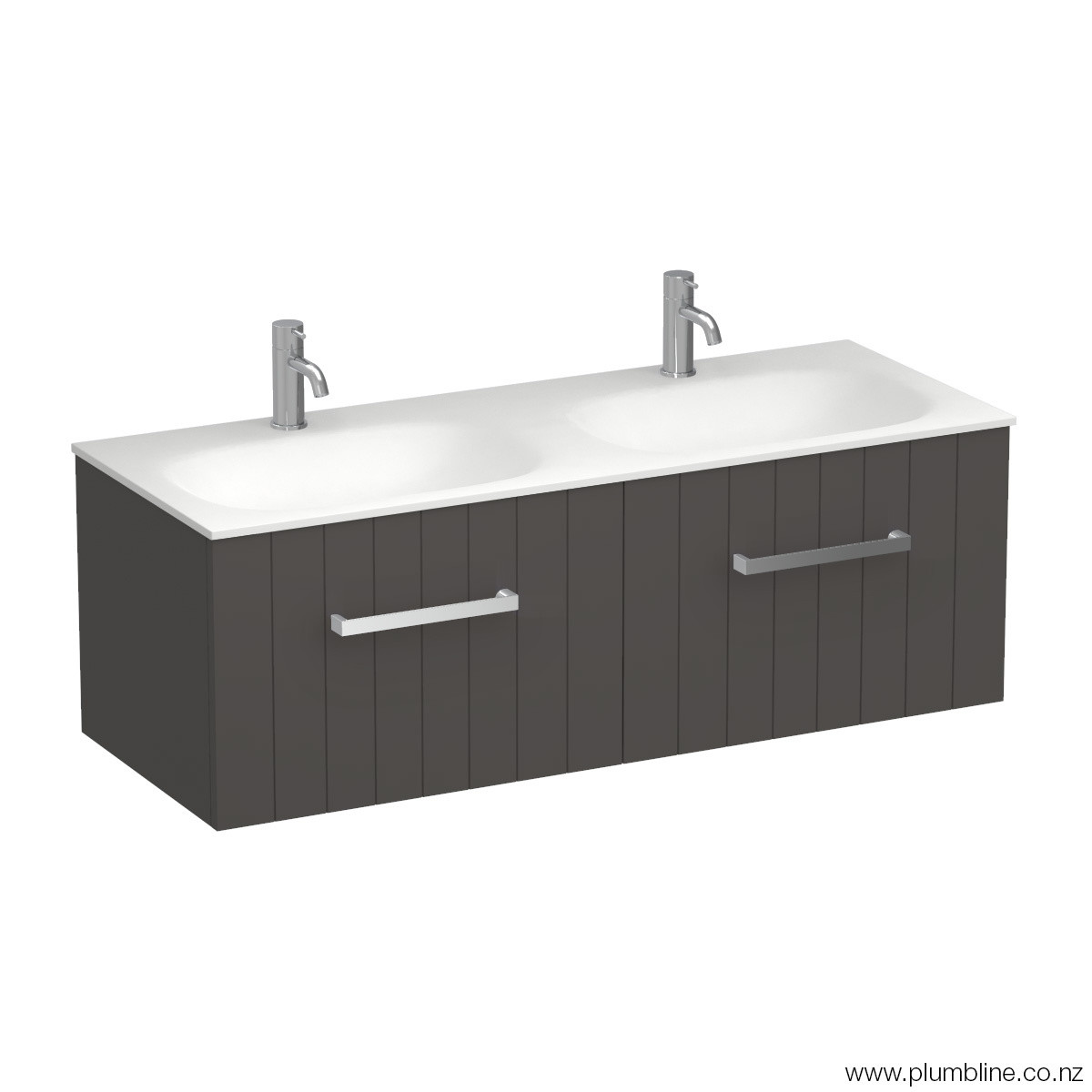 Linea Spio 1200 2 Drawer Wall Vanity Double Basin Lana Grey