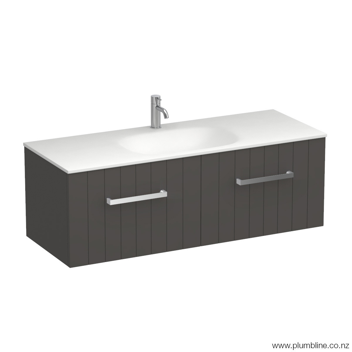 Linea Spio 1200 2 Drawer Wall Vanity Centre Basin Tahoe Walnut