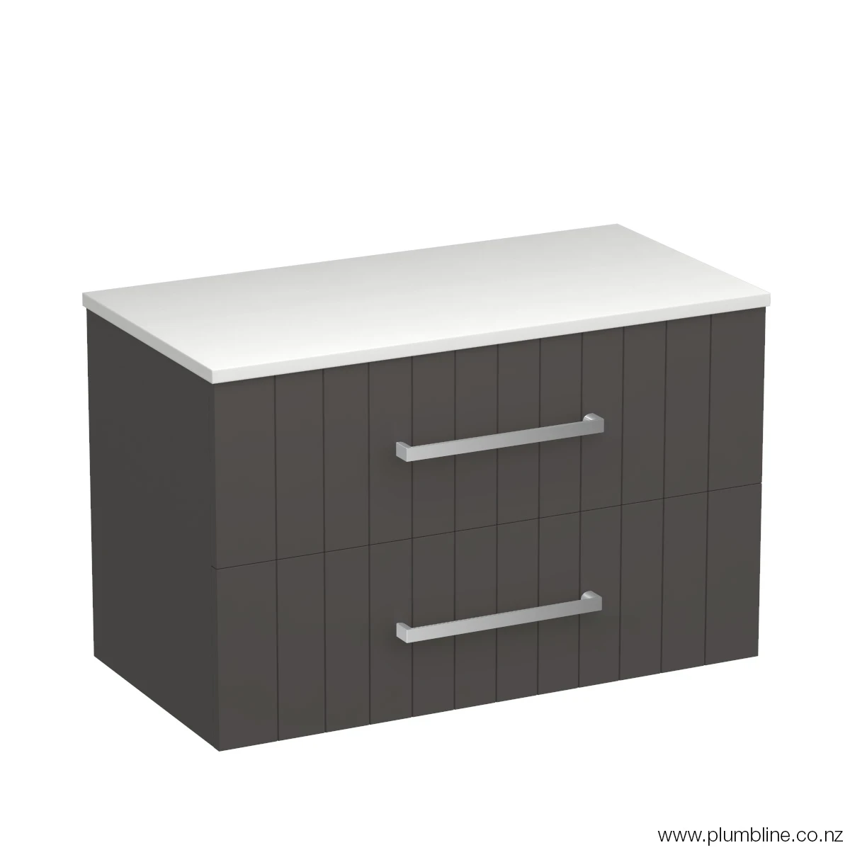 Linea Opaco 900 2 Drawer Wall Vanity Concrete Grey / Tahoe Walnut