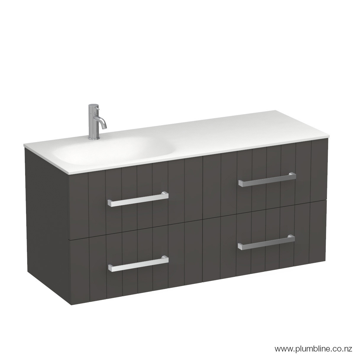 Linea Spio 1200 4 Drawer Wall Vanity Left Basin Atmoss