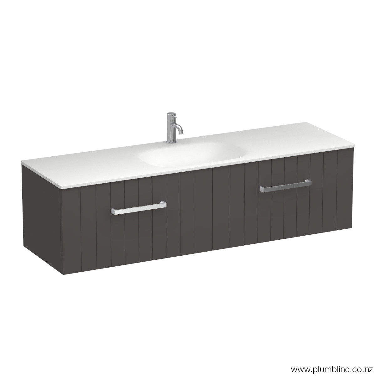 Linea Spio 1500 2 Drawer Wall Vanity Centre Basin Lana Grey