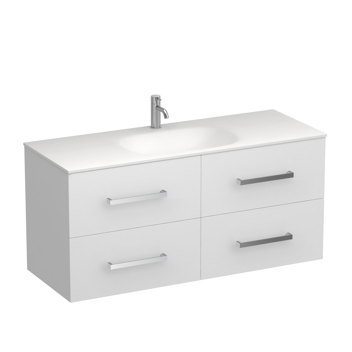 Reflex Spio 1200 4 Drawer Wall Vanity Centre Basin Sovereign Oak