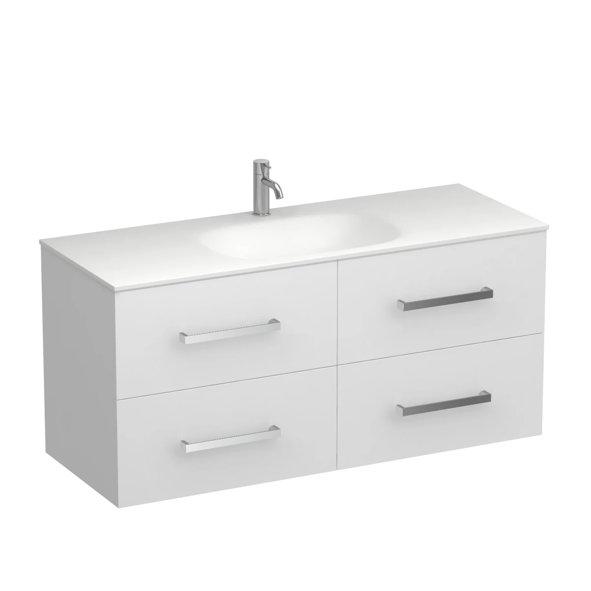 Reflex Spio 1200 4 Drawer Wall Vanity Centre Basin Sovereign Oak