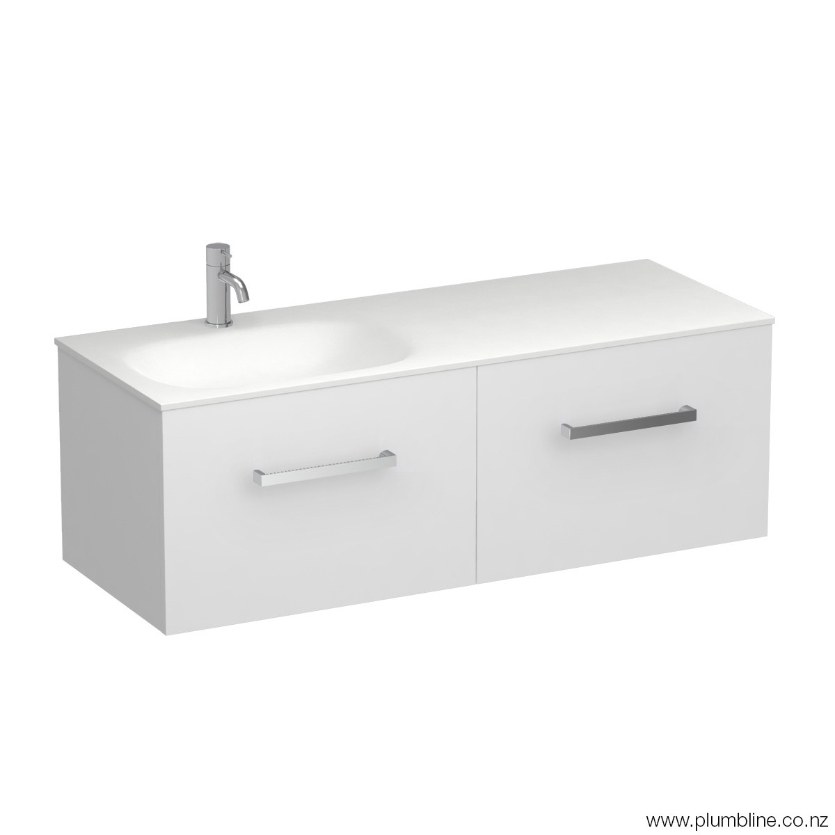 Reflex Spio 1200 2 Drawer Wall Vanity Left Basin Vancouver Larch