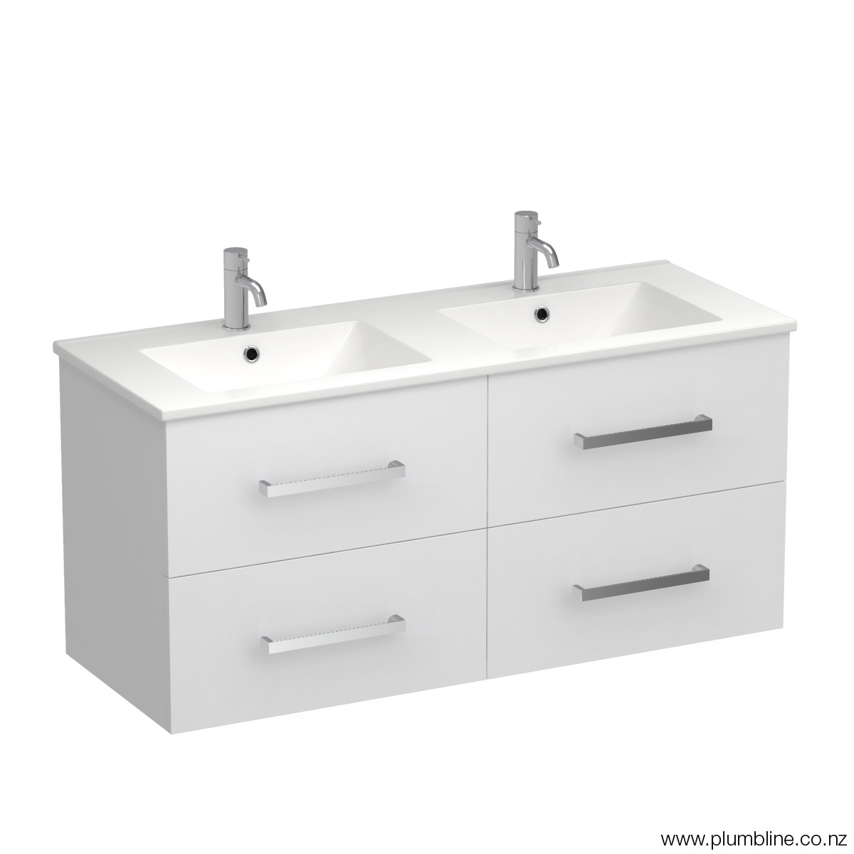 Reflex 1200 4 Drawer Wall Vanity Double Basin Sovereign Oak