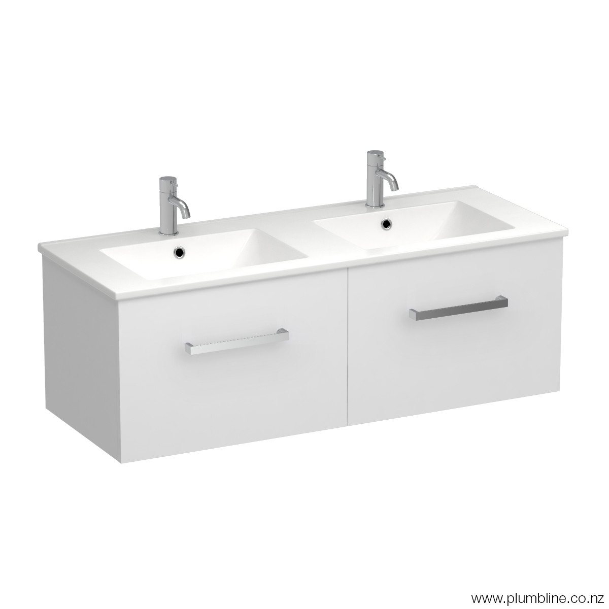 Reflex 1200 2 Drawer Wall Vanity Double Basin Sovereign Oak