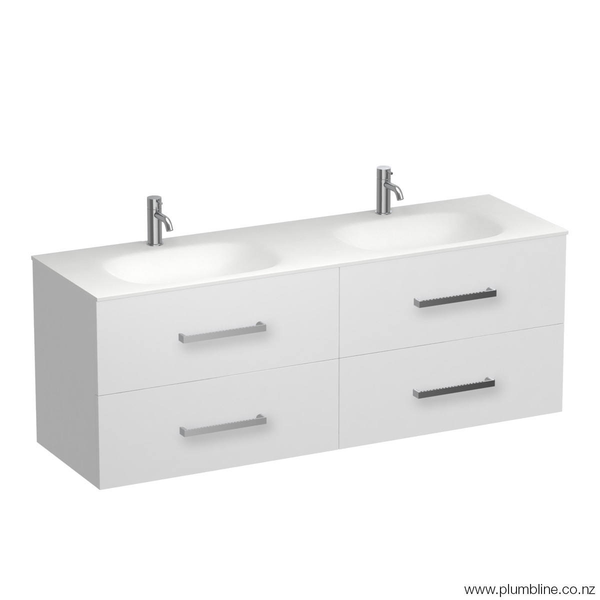 Reflex Spio 1500 4 Drawer Wall Vanity Double Basin Vancouver Larch