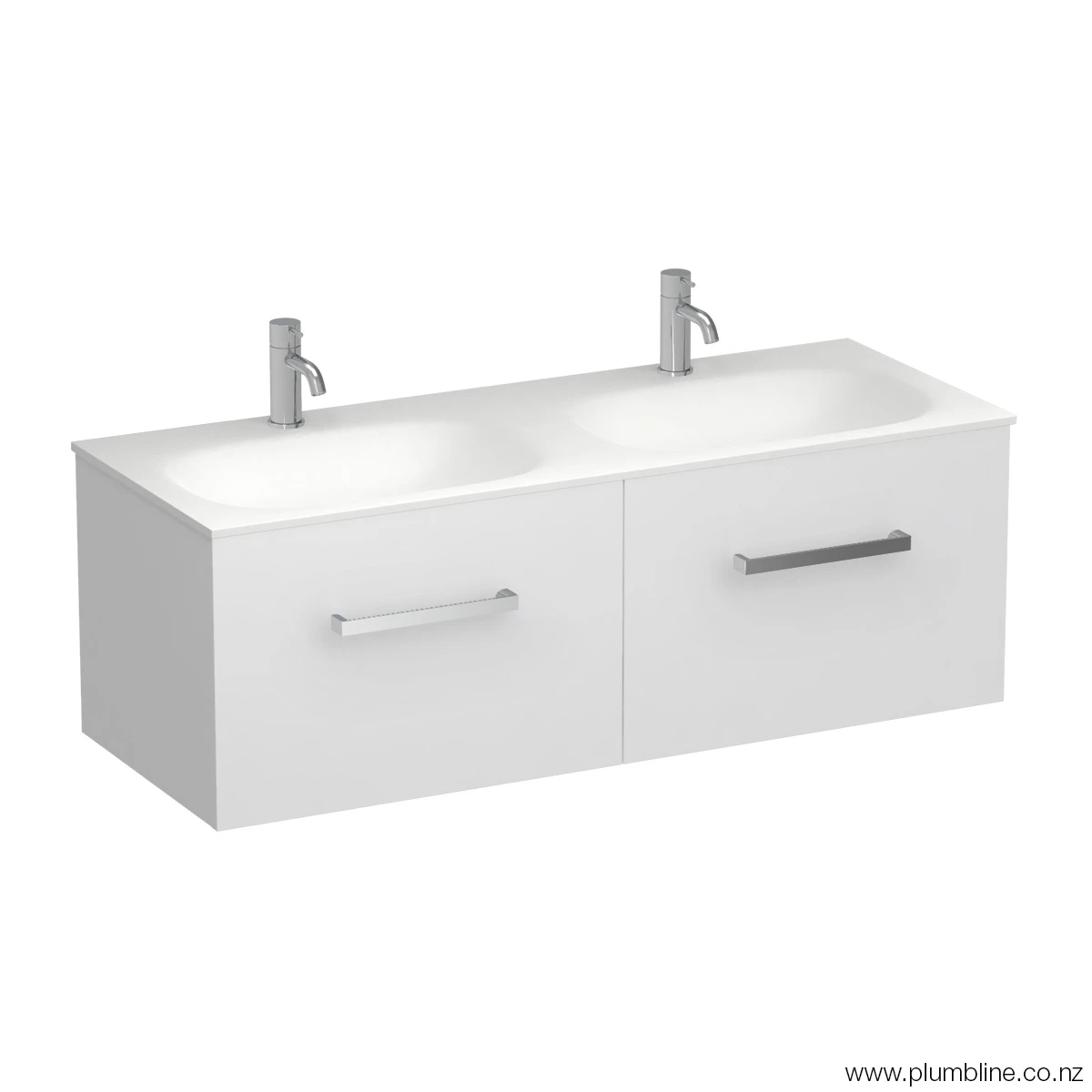 Reflex Spio 1200 2 Drawer Wall Vanity Double Basin Tusk