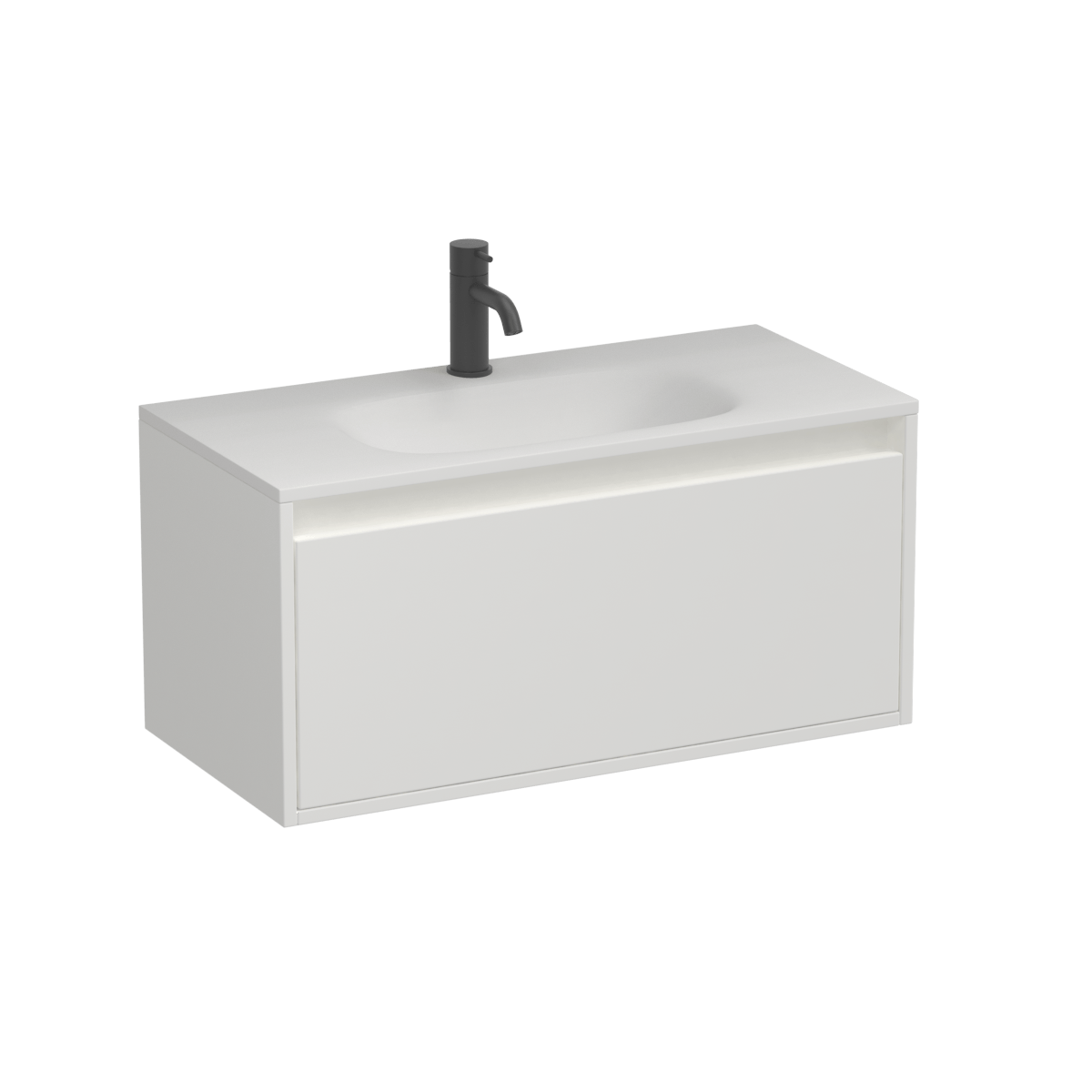 Prava Spio 750 Slim 1 Drawer Wall Vanity Black/Tahoe Walnut