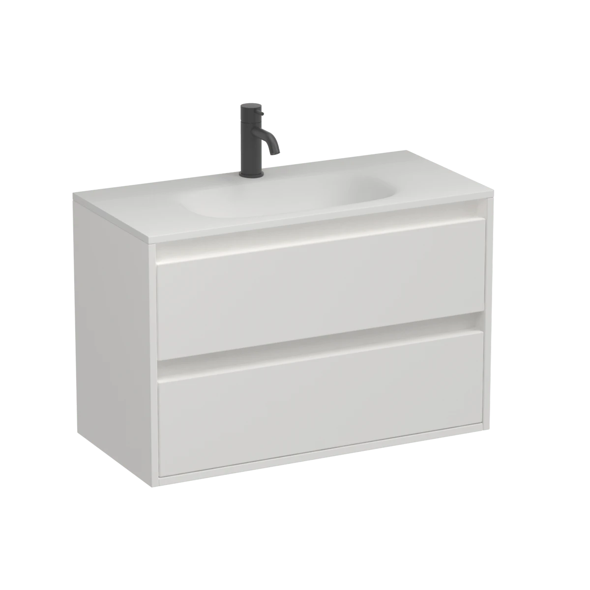 Prava Spio 750 Slim 2 Drawer Wall Vanity Black/Tahoe Walnut