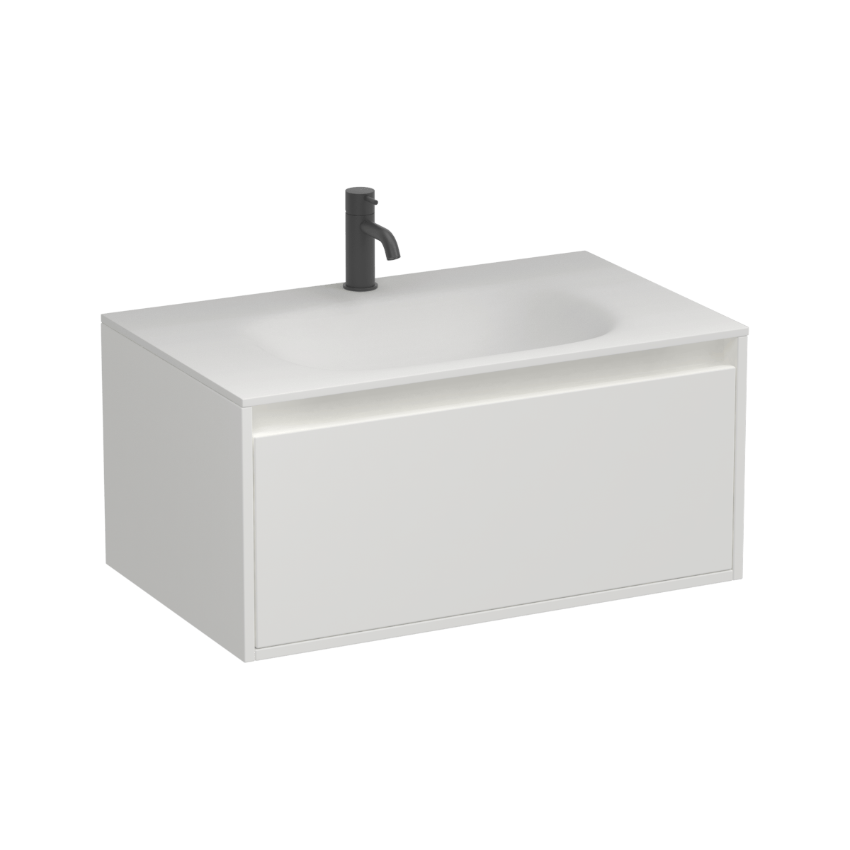 Prava Spio 750 1 Drawer Wall Vanity Black/Tahoe Walnut