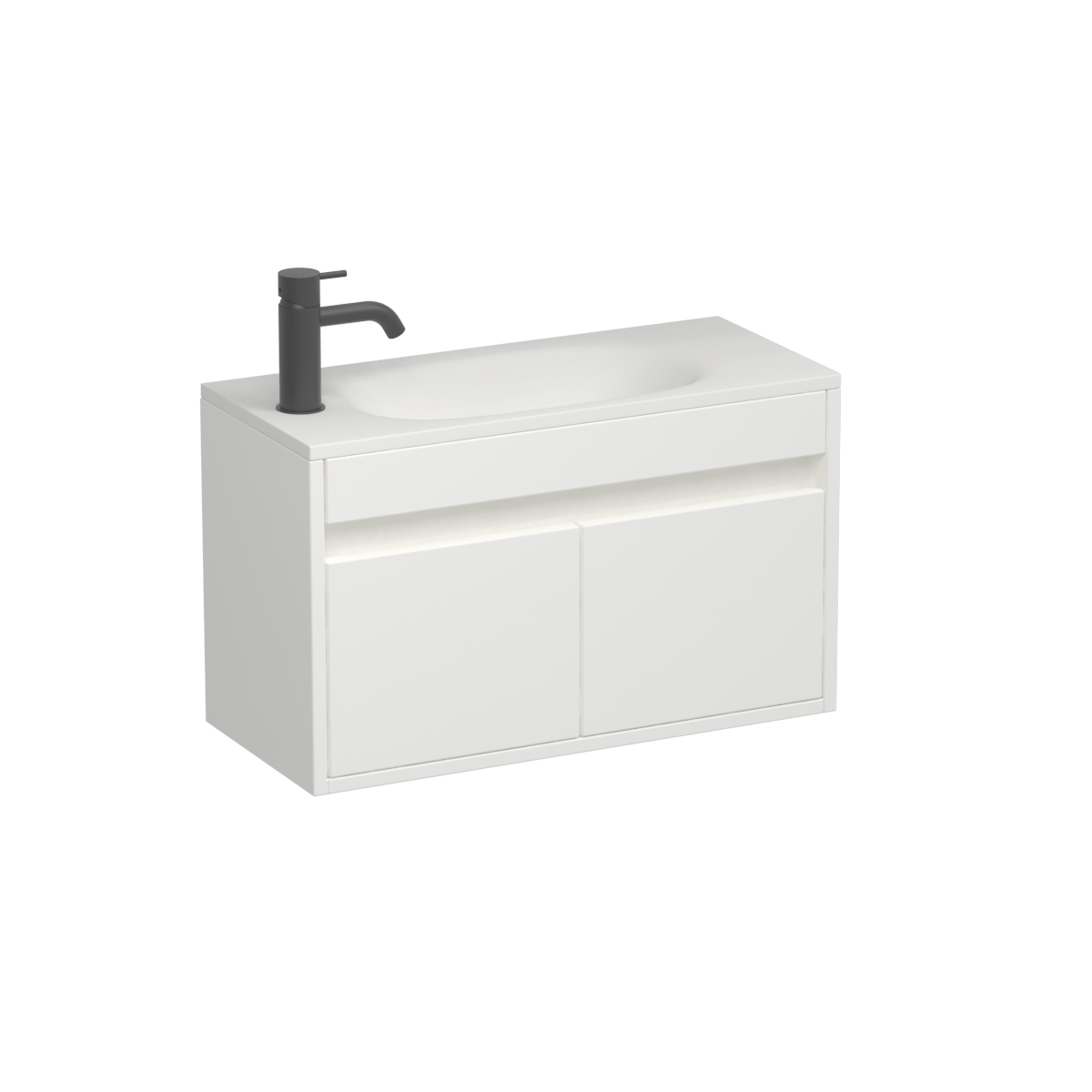Prava Spio 600 Slim 2 Door Wall Vanity White/Tahoe Walnut