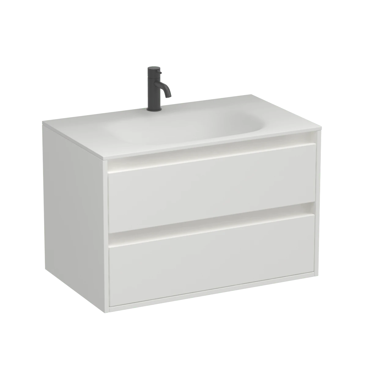 Prava Spio 750 2 Drawer Wall Vanity White/Sovereign Oak