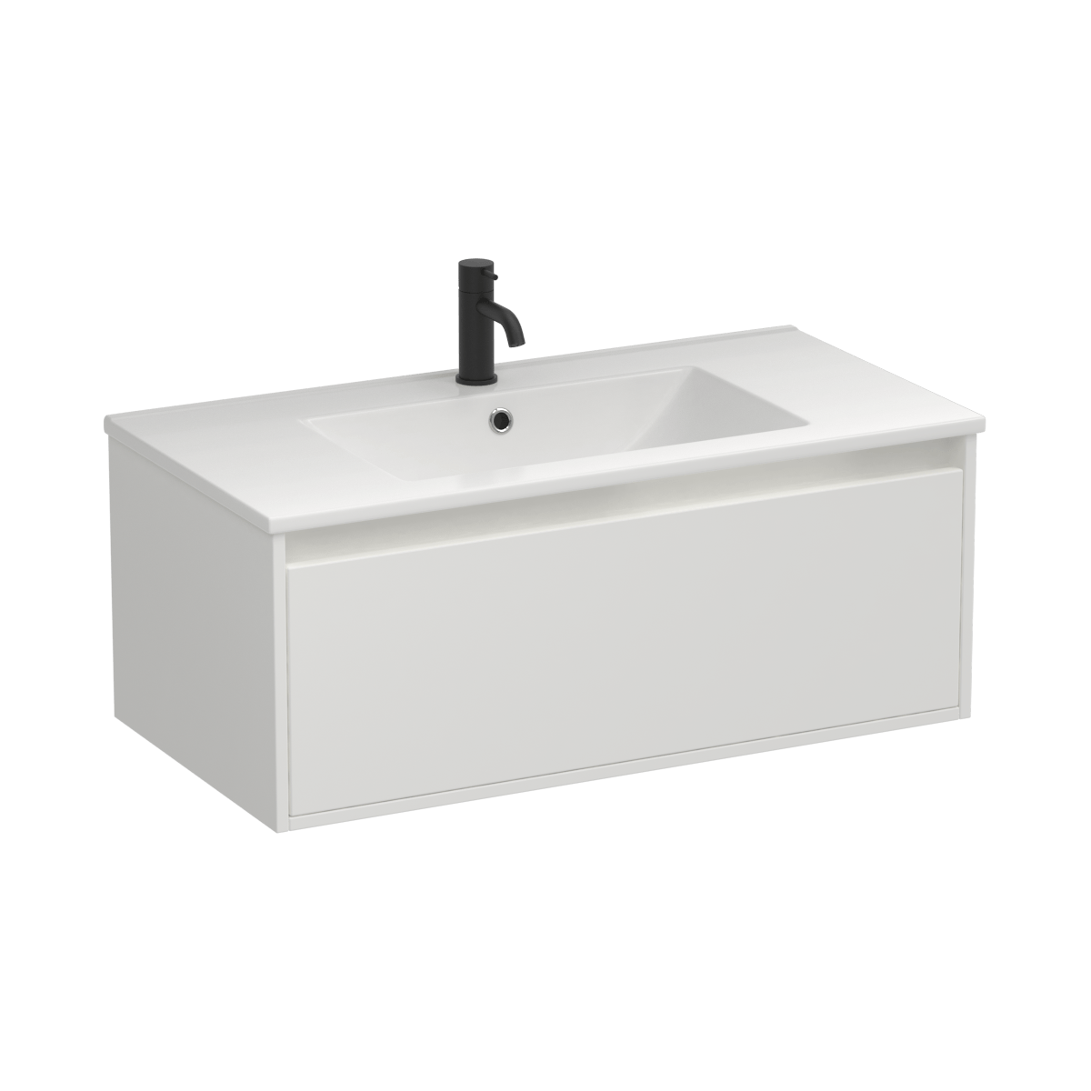 Prava 900 1 Drawer Wall Vanity White/Sovereign Oak