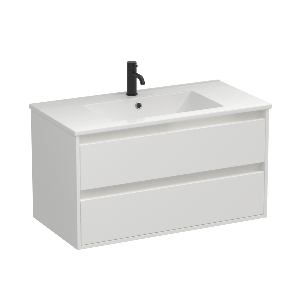 Prava 900 2 Drawer Wall Vanity White/Tahoe Walnut