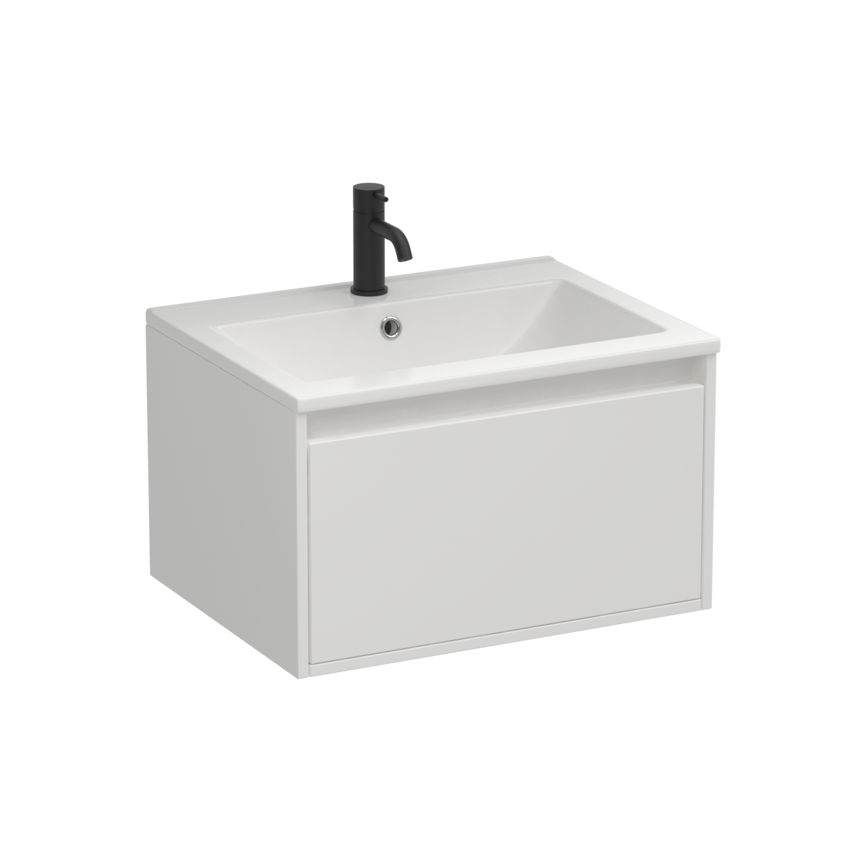 Prava 600 1 Drawer Wall Vanity White/Tahoe Walnut