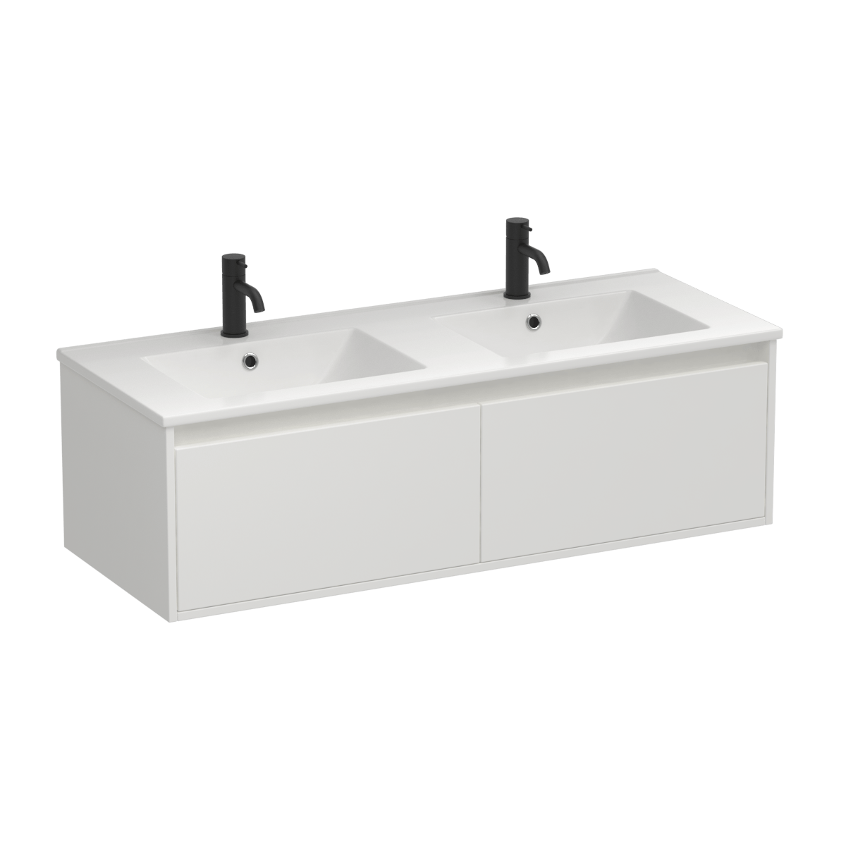 Prava 1200 2 Drawer Wall Vanity Double Basin Sovereign Oak