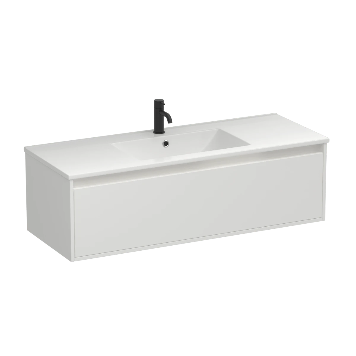 Prava 1200 1 Drawer Wall Vanity Centre Basin White/Tusk