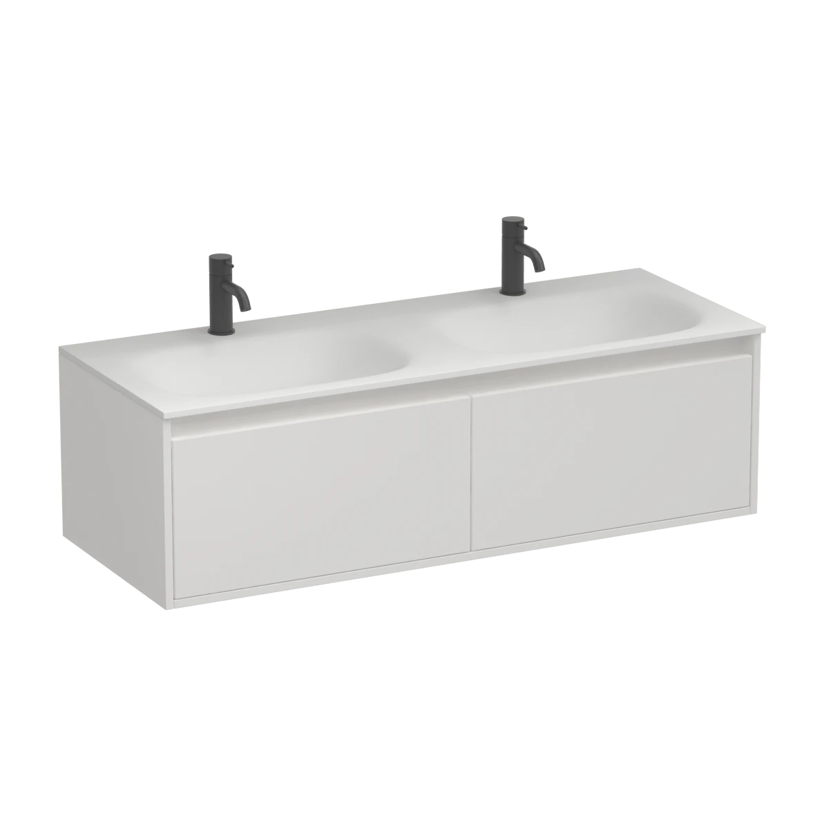 Prava Spio 1200 2 Drawer Wall Vanity Double Basin Sovereign Oak