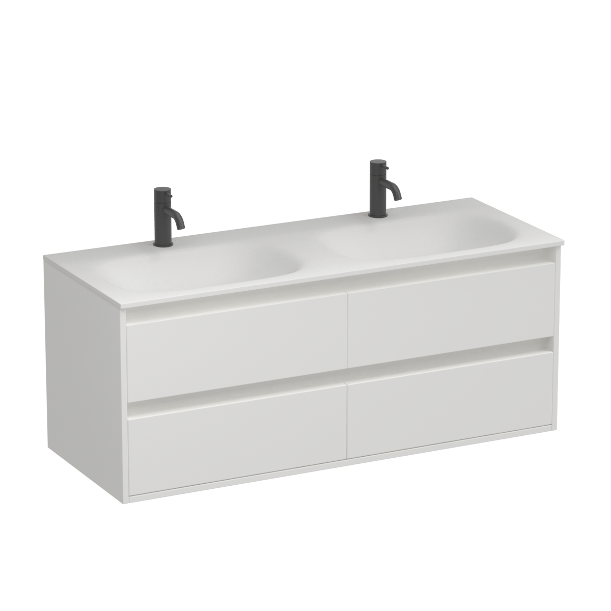 Prava Spio 1200 4 Drawer Wall Vanity Double Basin Sovereign Oak