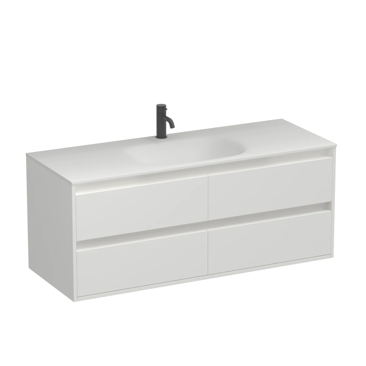 Prava Spio 1200 4 Drawer Wall Vanity Centre Basin Tusk