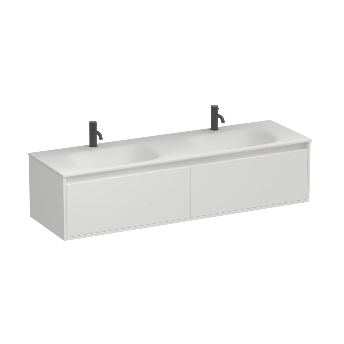 Prava Spio 1500 2 Drawer Wall Vanity Double Basin Sovereign Oak