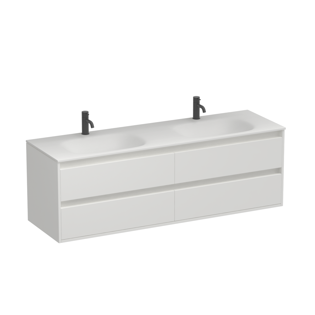 Prava Spio 1500 4 Drawer Wall Vanity Double Basin Sovereign Oak