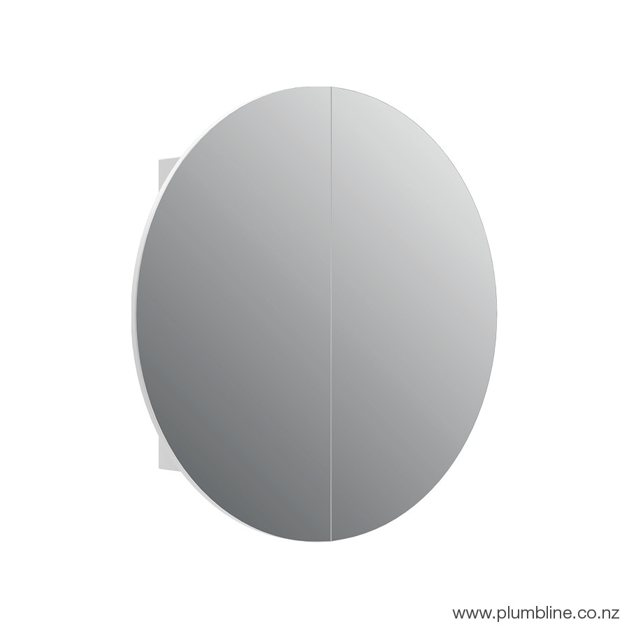Vista 900 Round Mirror Cabinet White Velvet