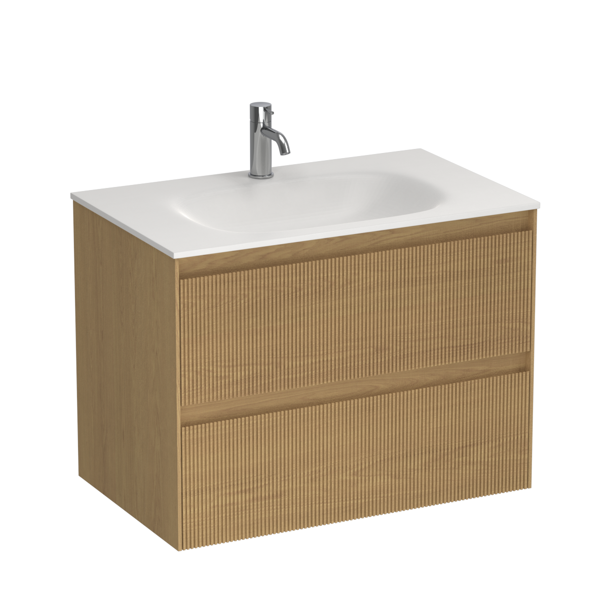 Strata Spio 750 2 Drawer Wall Vanity Centre Basin Birch