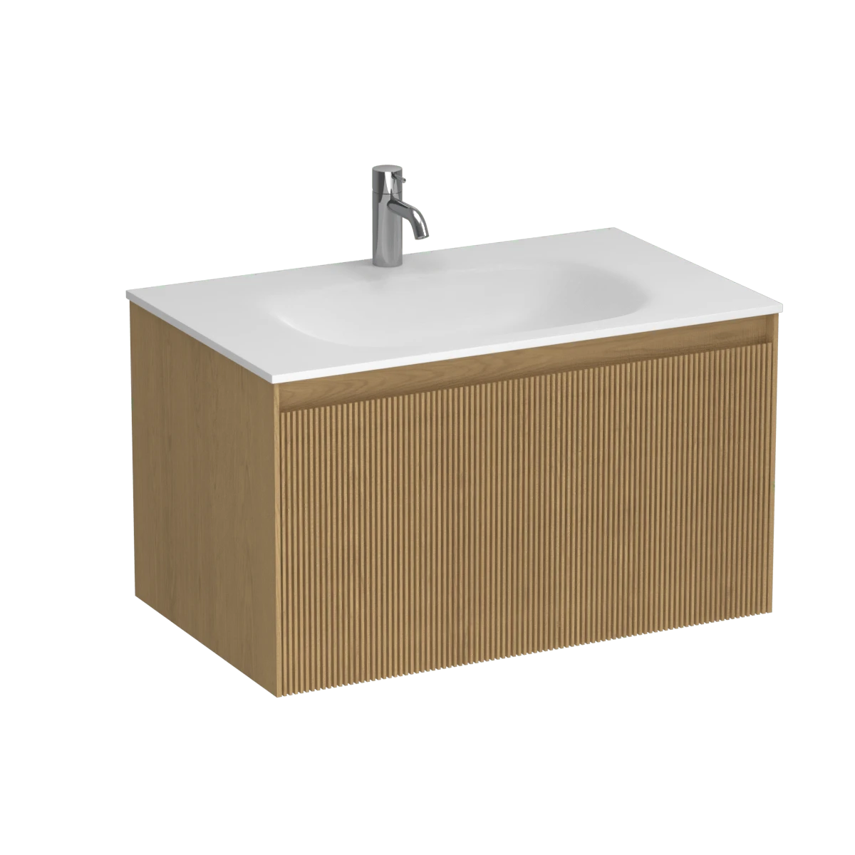 Strata Spio 750 1 Drawer Wall Vanity Centre Basin Birch