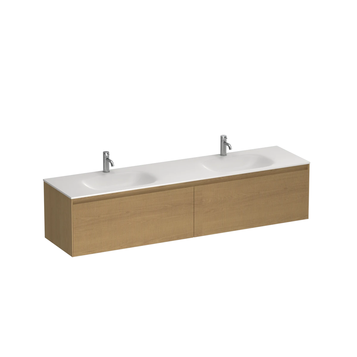 Strata Spio 1800 2 Drawer Wall Vanity Double Basin Birch