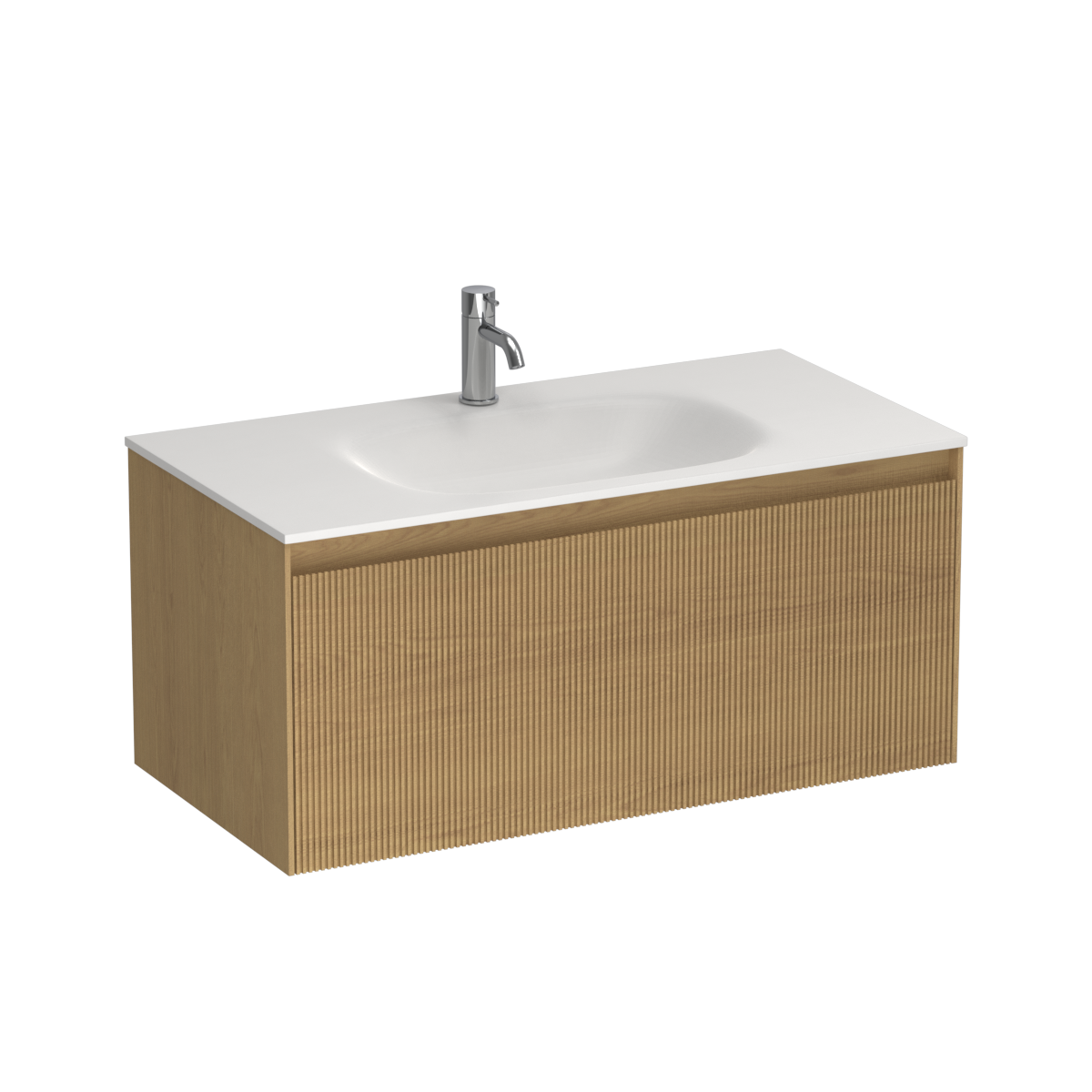 Strata Spio 900 1 Drawer Wall Vanity Centre Basin Birch