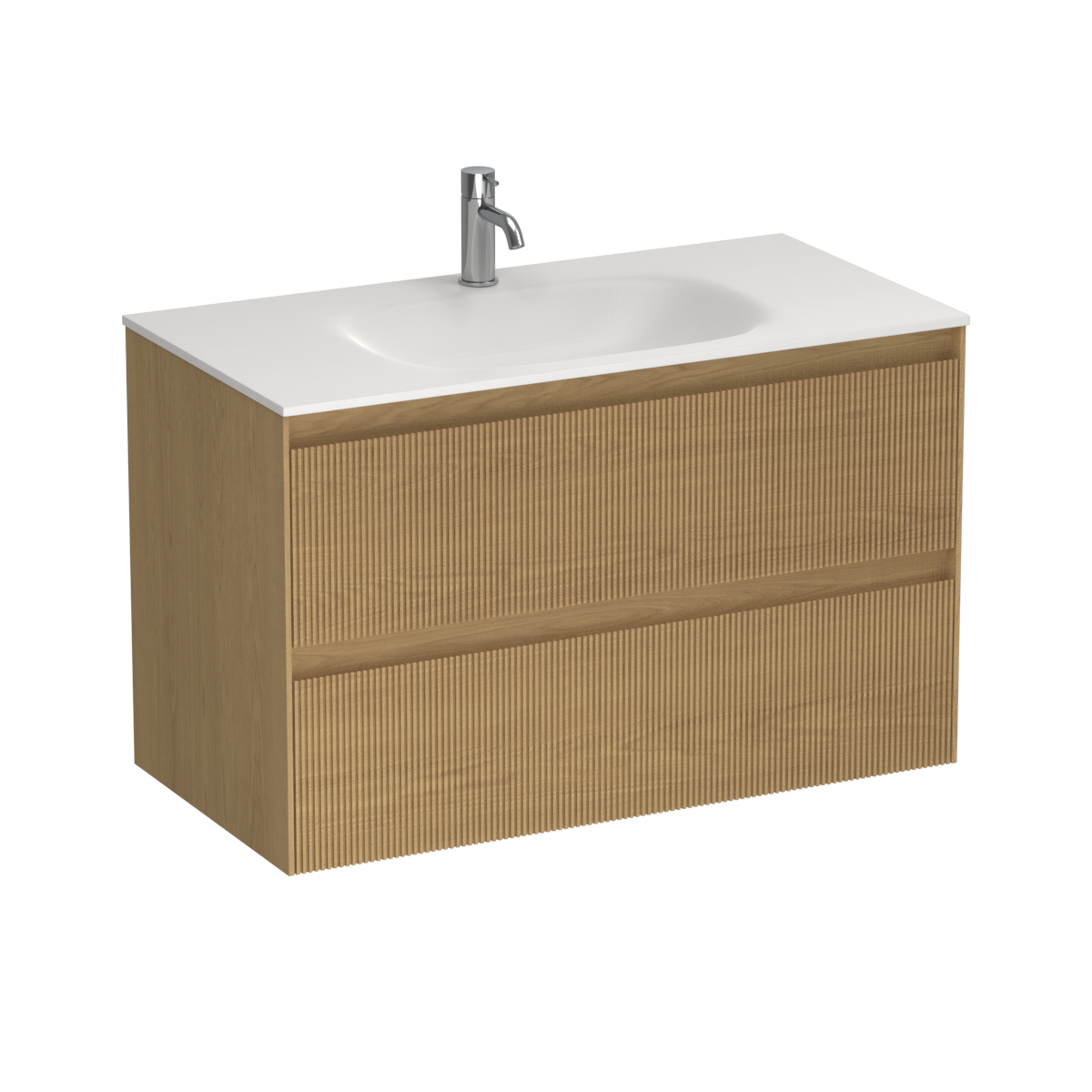 Strata Spio 900 2 Drawer Wall Vanity Centre Basin Smoke