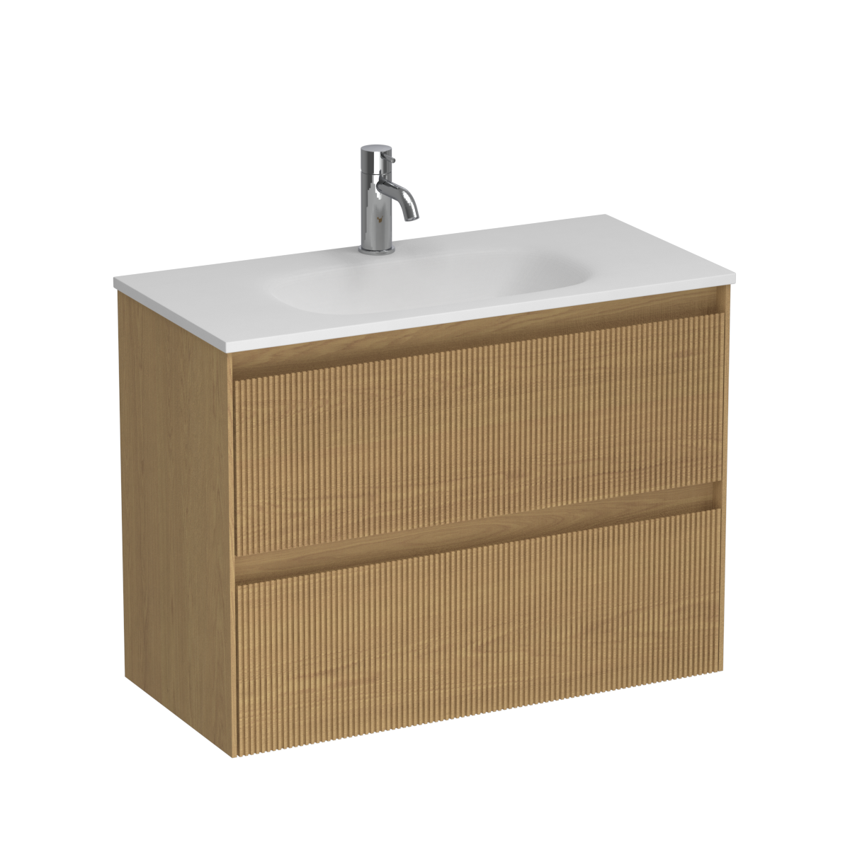 Strata Spio 750 Slim 2 Drawer Wall Vanity Walnut