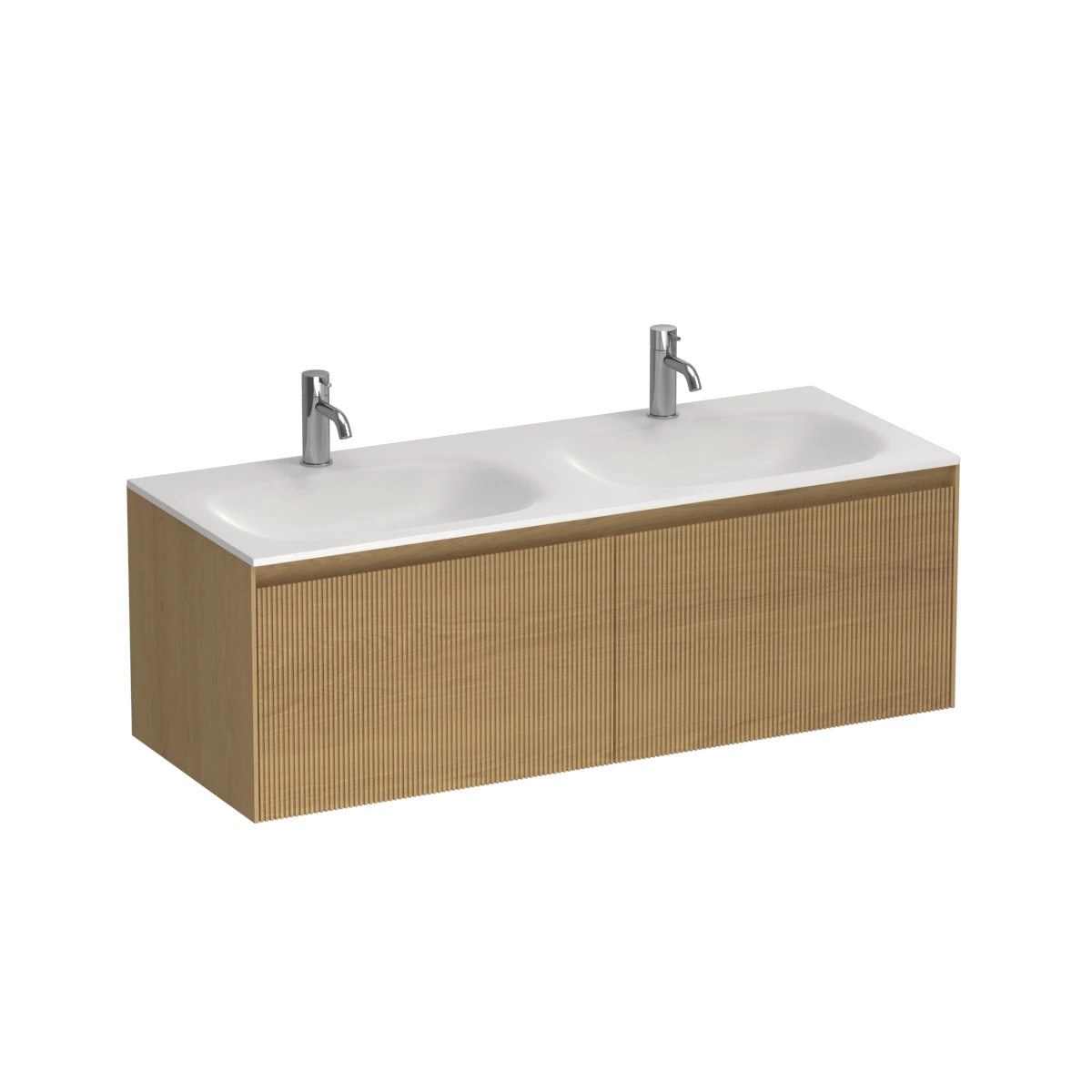 Strata Spio 1200 2 Drawer Wall Vanity Double Basin Birch
