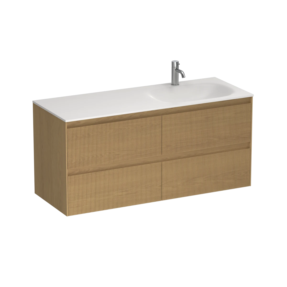 Strata Spio 1200 4 Drawer Wall Vanity Right Basin Stone