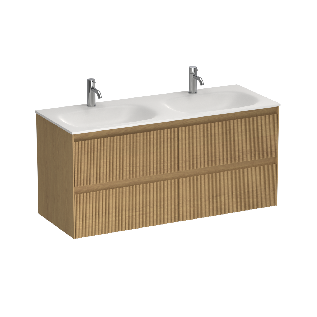 Strata Spio 1200 4 Drawer Wall Vanity Double Basin Stone