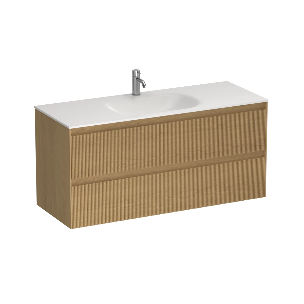 Strata Spio 1200 2 Drawer Wall Vanity Centre Basin Walnut