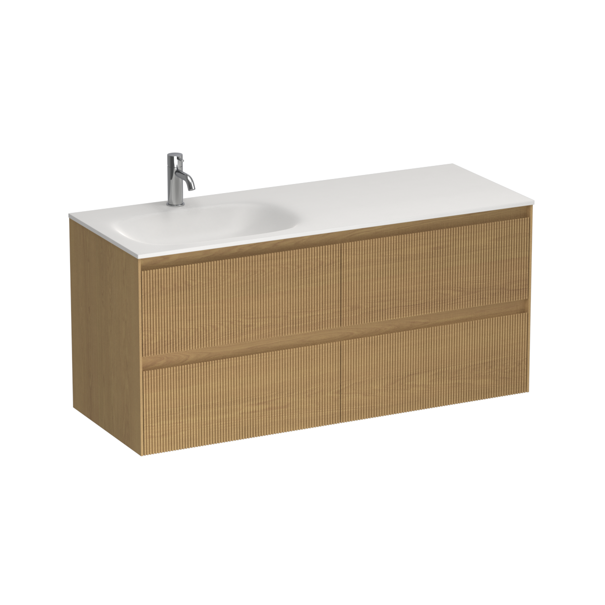 Strata Spio 1200 4 Drawer Wall Vanity Left Basin Stone