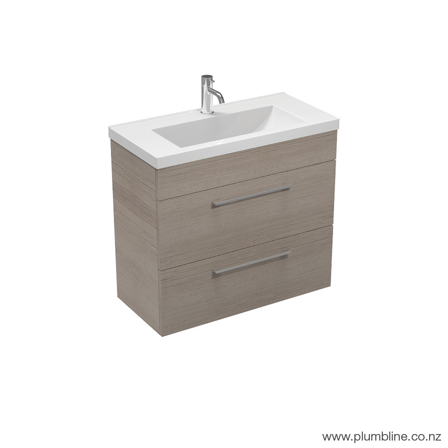 Mia Slim 750 2 Drawer Floor/Wall Vanity Sand Oak