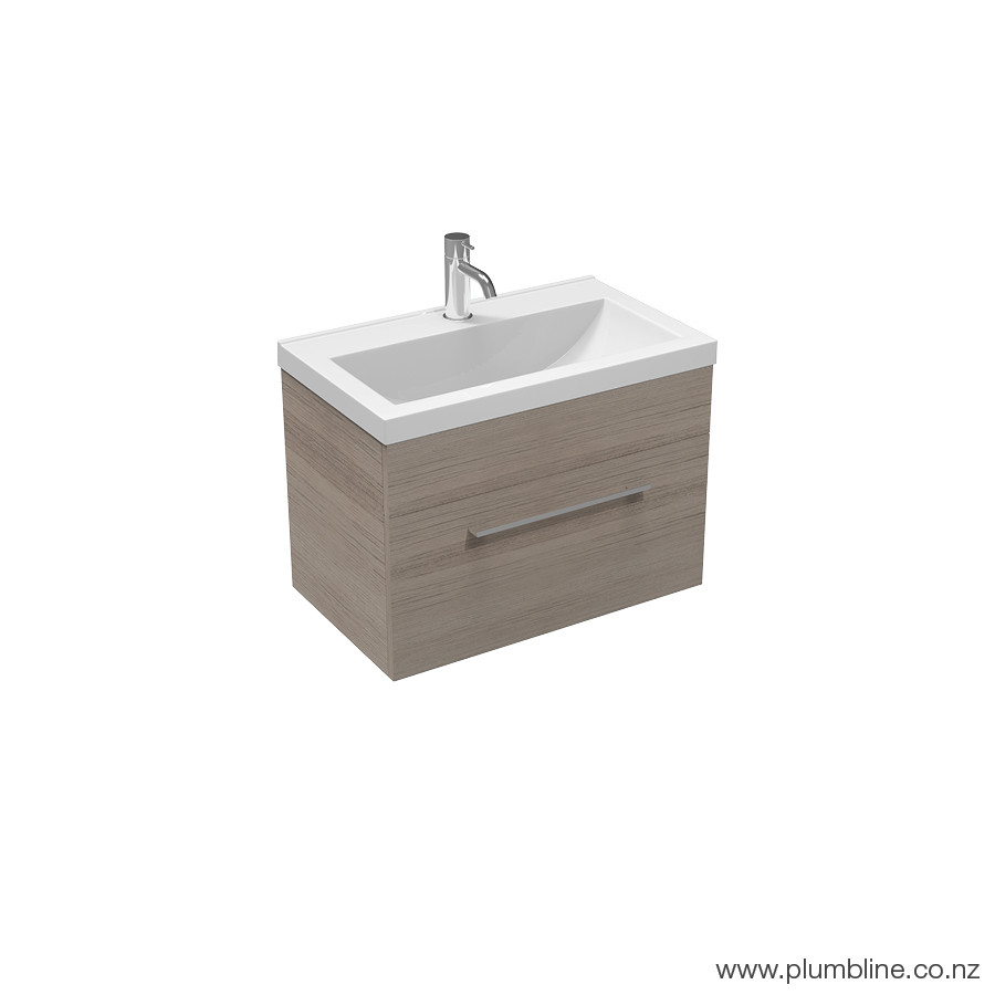 Mia Slim 600 1 Drawer Vanity Black Oak