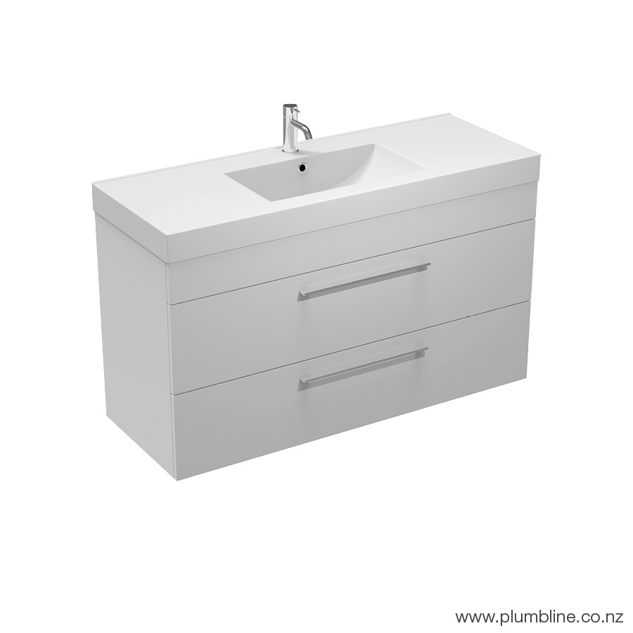 Mia Plus 1200 2 Drawer Floor/Wall Vanity White Gloss
