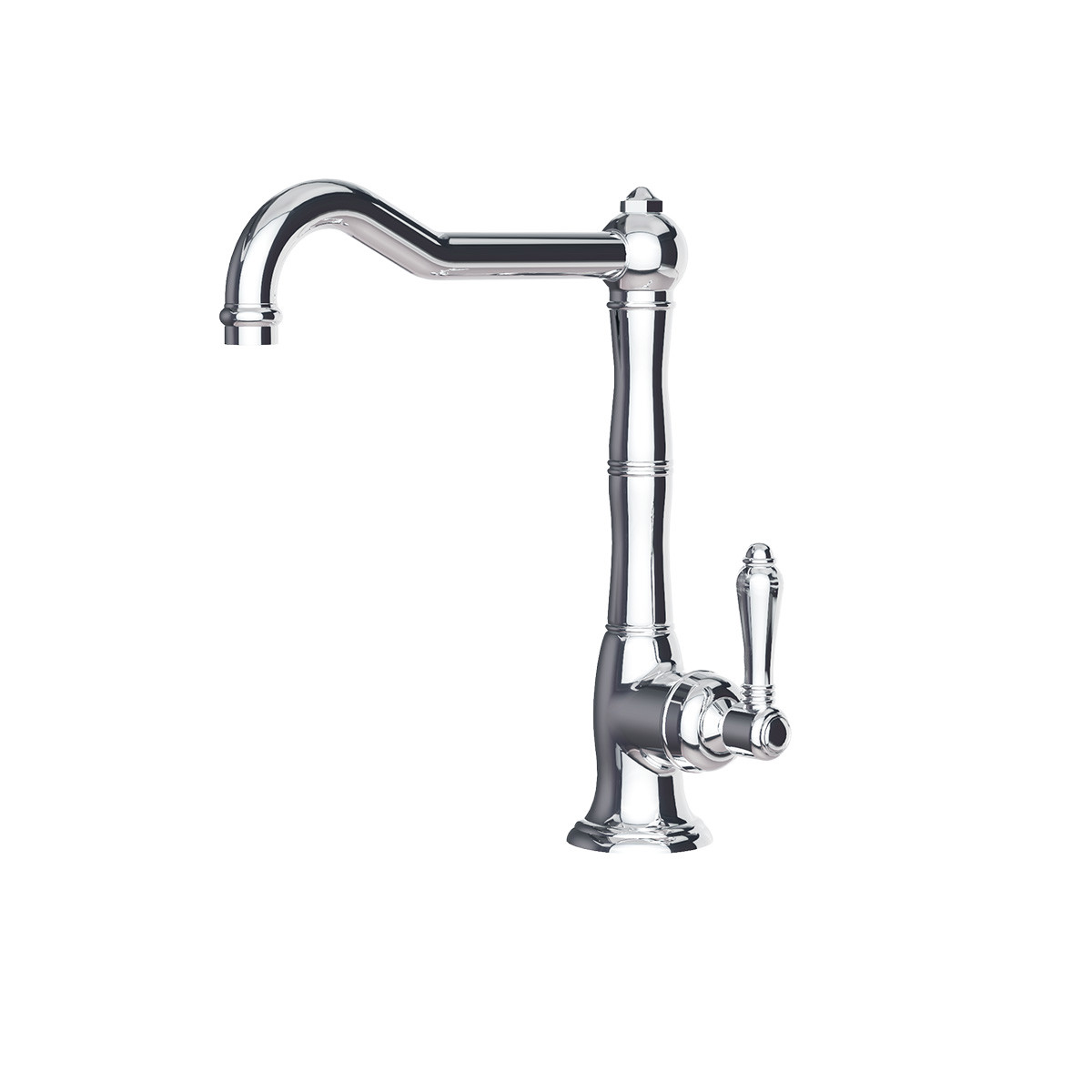 Regal 1 Hole Kitchen Mixer Chrome / Black Porcelain Lever