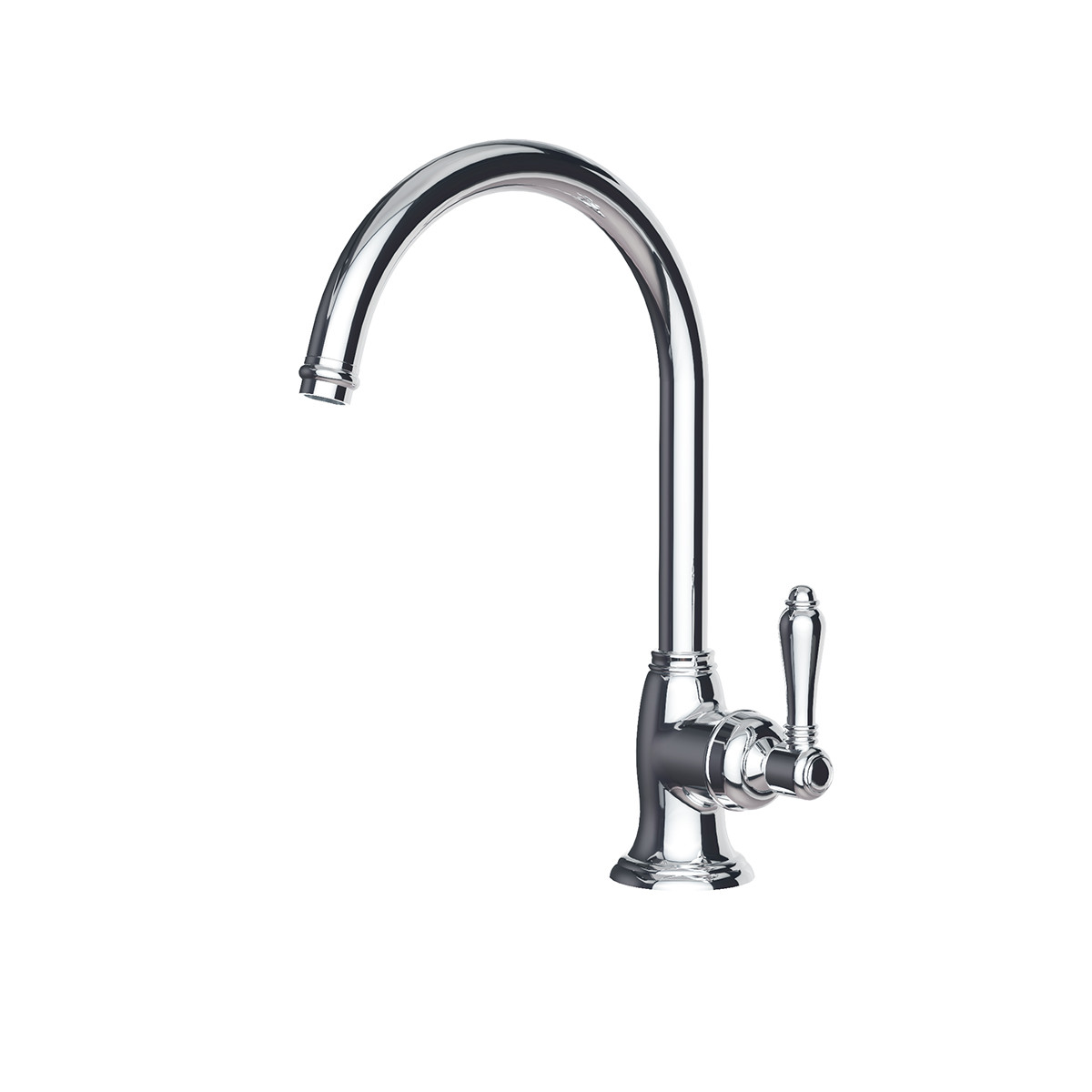 Regal Classic 1 Hole Kitchen Mixer Brushed Nickel / Black Porcelain Lever