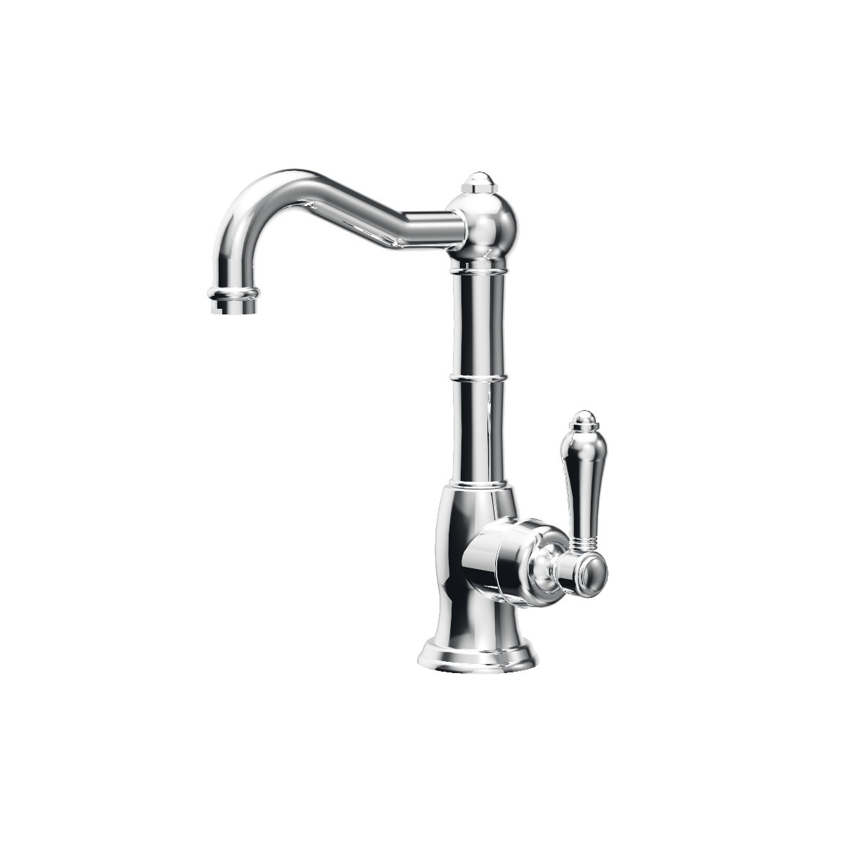 Regal Swivel Basin Mixer / Bar Tap Chrome / Black Porcelain Lever