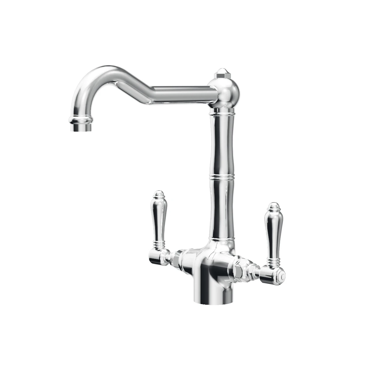 Regal Iris Kitchen Mixer Brushed Nickel / Black Porcelain Lever