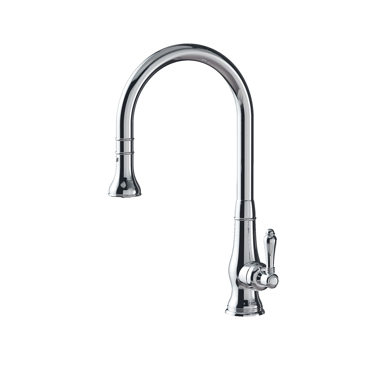 Regal Classic Kitchen Mixer With Pull Out Spray Brushed Brass Organic / Black Porcelain Lever